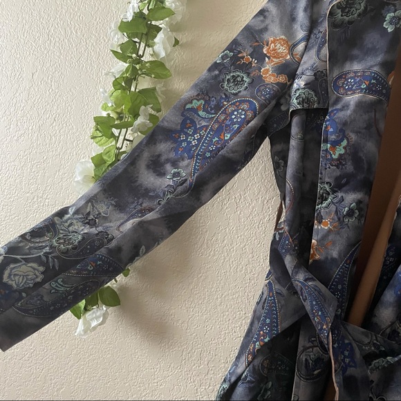 Anthropologie Solitaire Faux Suede Floral Paisley Trench Coat - Picture 5 of 11